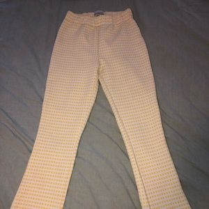 Yellow plaid kick flare pants